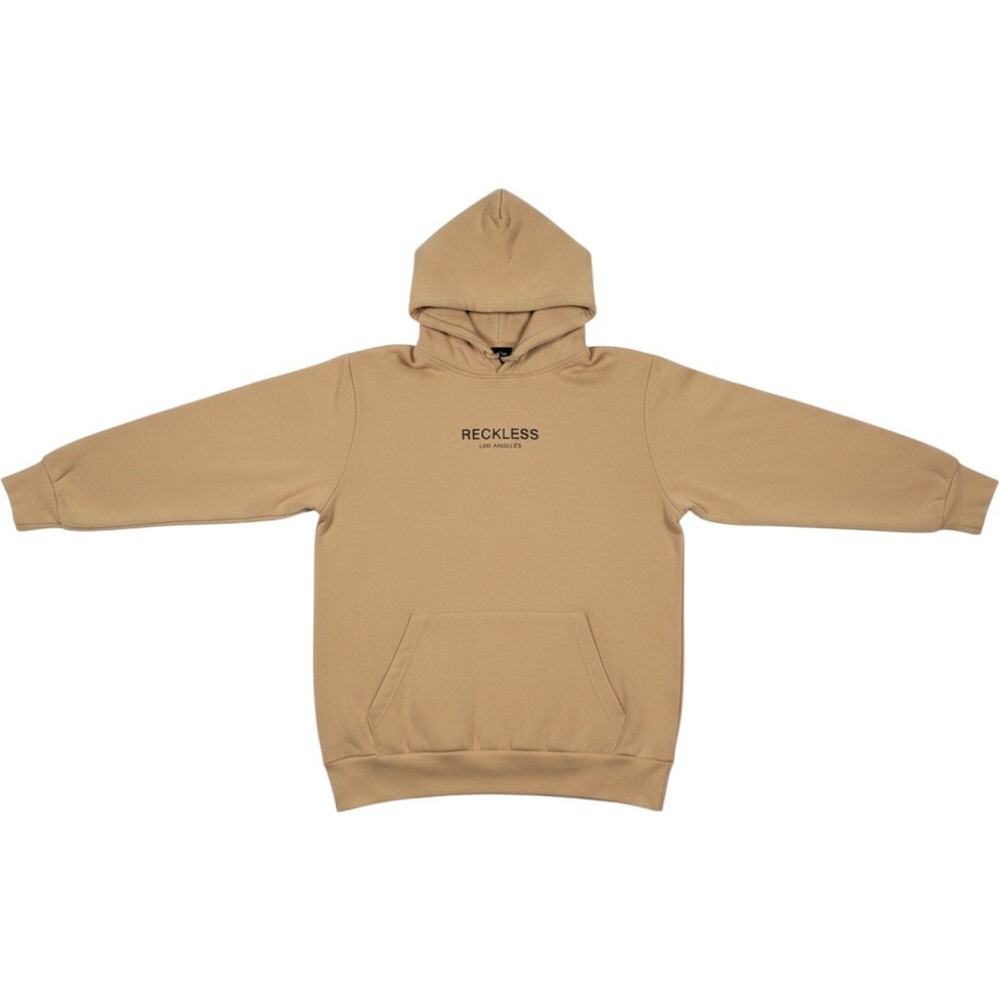 Young & Reckless Hoodie Mens Size S Tan Graphic Logo Pullover Sweatshirt Street